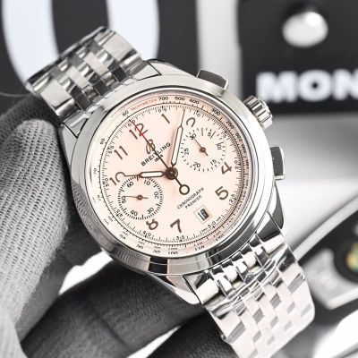 Breitling Stainless Steel 42MM Diamater Mechanical Movement Pink Red Watch